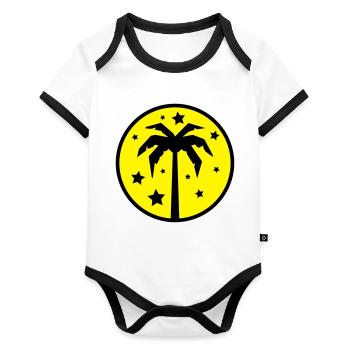 Palm Tree Beach - Organic Baby Contrasting Bodysuit - white/black  - Front