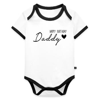 Happy birthday daddy - Organic Baby Contrasting Bodysuit - white/black  - Front