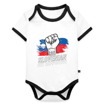 Pas slovène mais favorable au drapeau slovène - Body Bébé bio contrasté manches courtes - blanc/noir  - Devant