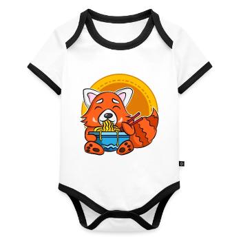 Ramen Life Motiv Raccoon Chemise Motif Ramen Noodle - Body Bébé bio contrasté manches courtes - blanc/noir  - Devant