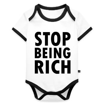Stop being rich - Organic Baby Contrasting Bodysuit - white/black  - Front