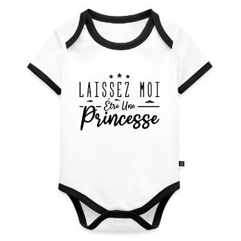 laissez moi être une princesse - Body Bébé bio contrasté manches courtes - blanc/noir  - Devant