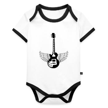 guitar - Organic Baby Contrasting Bodysuit - white/black  - Front