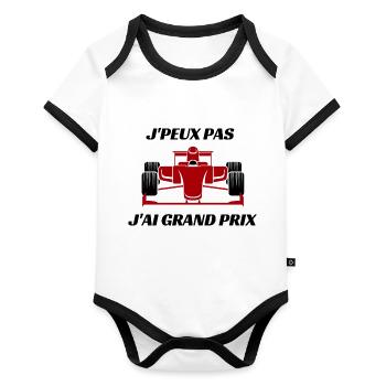 I can't I have big price - Organic Baby Contrasting Bodysuit - white/black  - Front