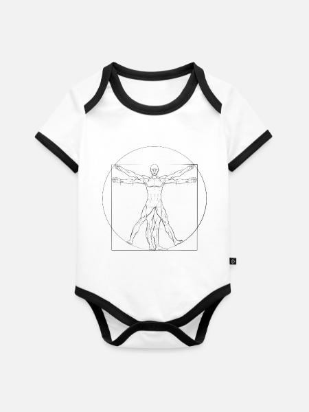 homo vitruvianus - Baby Bio-Kurzarm-Kontrastbody - Weiß/Schwarz