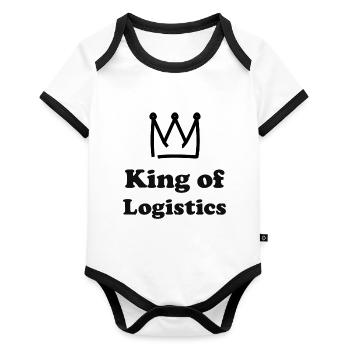Le roi de la logistique - Body Bébé bio contrasté manches courtes - blanc/noir  - Devant
