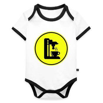 Coffee machine symbol - Organic Baby Contrasting Bodysuit - white/black  - Front