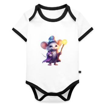 Adorable magic mouse - Organic Baby Contrasting Bodysuit - white/black  - Front