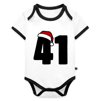 41 Numéro Noël - Body Bébé bio contrasté manches courtes - blanc/noir  - Devant