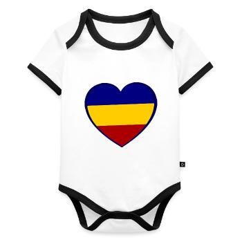 Romanian love - Organic Baby Contrasting Bodysuit - white/black  - Front