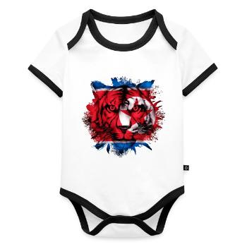 North Korea - Organic Baby Contrasting Bodysuit - white/black  - Front