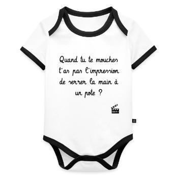 Quand tu te mouches, ... Les Visiteurs - Culte ! - Body Bébé bio contrasté manches courtes - blanc/noir  - Devant