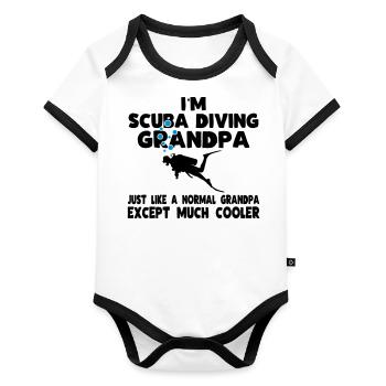 scuba diving grandpa - Organic Baby Contrasting Bodysuit - white/black  - Front