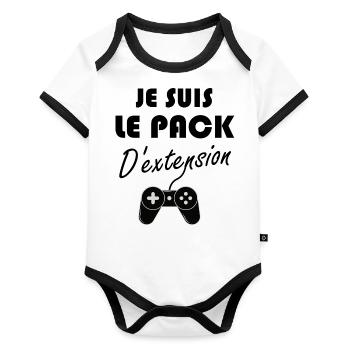 je suis le pack d'extension body bébé humour drôle - Body Bébé bio contrasté manches courtes - blanc/noir  - Devant
