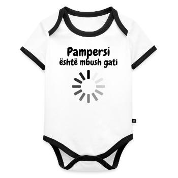 Lätzchen Kind Albanisch Hajgare - Baby Bio-Kurzarm-Kontrastbody - Weiß/Schwarz  - Vorne