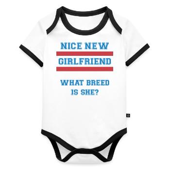 Girlfriend Quote - Organic Baby Contrasting Bodysuit - white/black  - Front