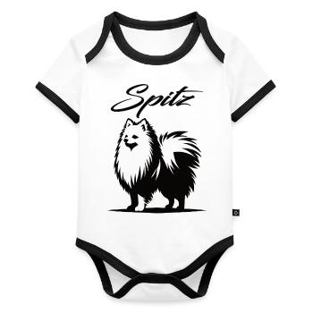 Spitz Design – Le charmant tourbillon - Body Bébé bio contrasté manches courtes - blanc/noir  - Devant