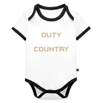 duty honor country - Organic Baby Contrasting Bodysuit - white/black  - Front