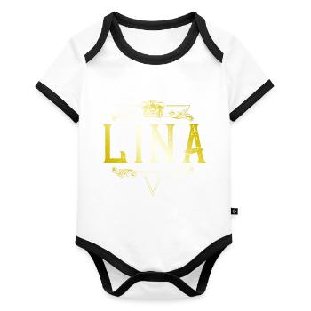 Lina - Body Bébé bio contrasté manches courtes - blanc/noir  - Devant