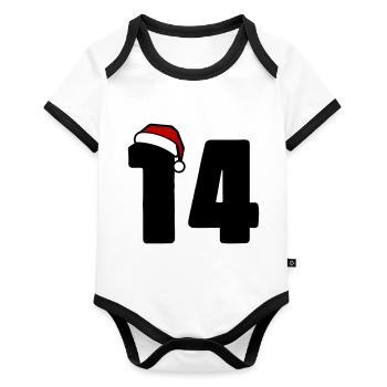 14 Numéro de Noël - Body Bébé bio contrasté manches courtes - blanc/noir  - Devant