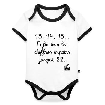 Kaameløtt - Réplique Culte - Citation Perceval - Body Bébé bio contrasté manches courtes - blanc/noir  - Devant