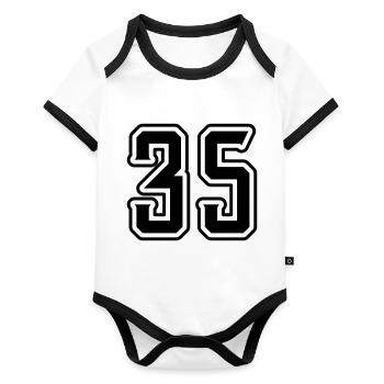 35 number symbol - Organic Baby Contrasting Bodysuit - white/black  - Front