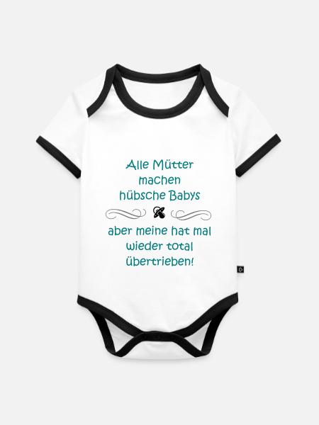 Alle Mütter - Baby Bio-Kurzarm-Kontrastbody - Weiß/Schwarz
