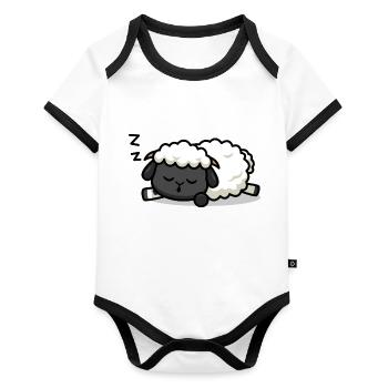 Sleeping lamb - Organic Baby Contrasting Bodysuit - white/black  - Front