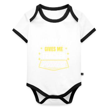 Jamaican Patty Gives Me Teacher Powers Funny - Organic Baby Contrasting Bodysuit - white/black  - Front