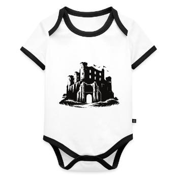 Mysterious ruins, past for explorers - Organic Baby Contrasting Bodysuit - white/black  - Front