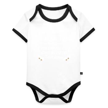 humour cadeau tata - Body Bébé bio contrasté manches courtes - blanc/noir  - Devant