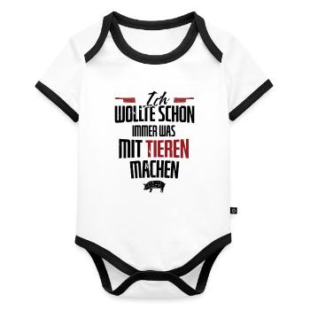 Metzger - Baby Bio-Kurzarm-Kontrastbody - Weiß/Schwarz  - Vorne
