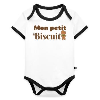 My Little Biscuit /Christmas Cookie Man - Organic Baby Contrasting Bodysuit - white/black  - Front