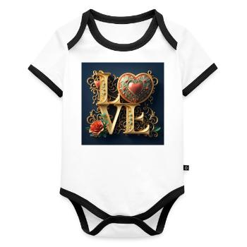 Love - Organic Baby Contrasting Bodysuit - white/black  - Front