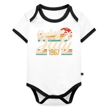 July 1967 Gift, 57th Anniversary July 1967 - Organic Baby Contrasting Bodysuit - white/black  - Front