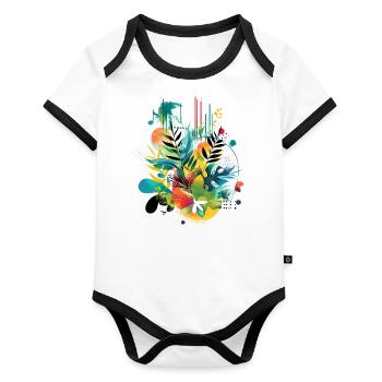 Plantes et musique - Impression de mode de haute qualité - Body Bébé bio contrasté manches courtes - blanc/noir  - Devant