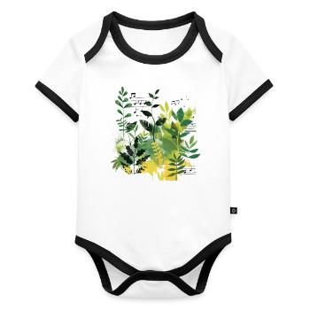 Plantes et musique - Impression de mode de haute qualité - Body Bébé bio contrasté manches courtes - blanc/noir  - Devant