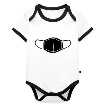 Mask mouthguard disposable mask icon - Organic Baby Contrasting Bodysuit - white/black  - Front