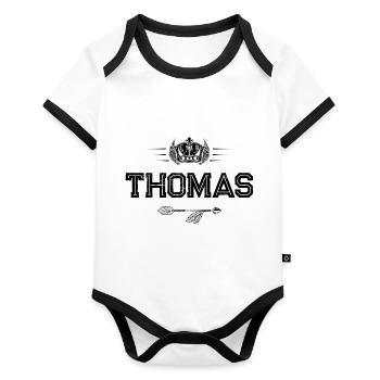 Thomas - Body Bébé bio contrasté manches courtes - blanc/noir  - Devant