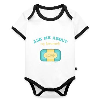 Soap Making Handmade soap - Organic Baby Contrasting Bodysuit - white/black  - Front