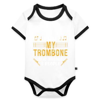 Trombone trombonist - Organic Baby Contrasting Bodysuit - white/black  - Front