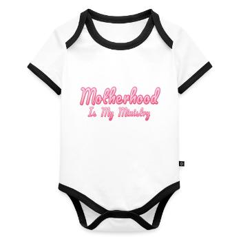 La maternité est mon ministère - Body Bébé bio contrasté manches courtes - blanc/noir  - Devant