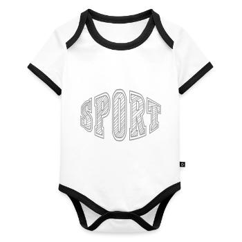 Sport - texte simple - Body Bébé bio contrasté manches courtes - blanc/noir  - Devant