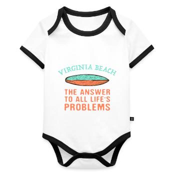 Virginia Beach Answer To All Life's Problems - Organic Baby Contrasting Bodysuit - white/black  - Front