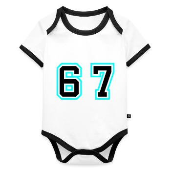 67 Number Symbol - Organic Baby Contrasting Bodysuit - white/black  - Front