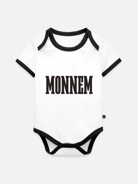 Monnem Mannheim - Baby Bio-Kurzarm-Kontrastbody - Weiß/Schwarz