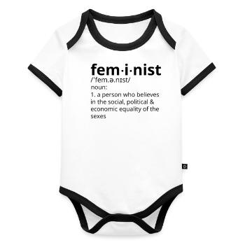 Feminist definition - Organic Baby Contrasting Bodysuit - white/black  - Front