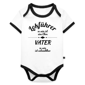 Lokführer - Baby Bio-Kurzarm-Kontrastbody - Weiß/Schwarz  - Vorne