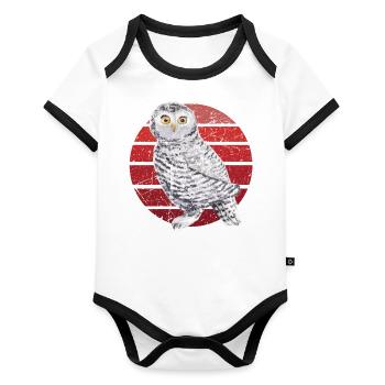 Owl Eagle Owl Animal Woody Owl Barn Owl Fun - Organic Baby Contrasting Bodysuit - white/black  - Front