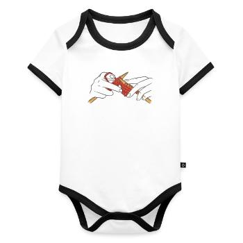 I Love To Get Glazed Eyes And Get Tired Knitting - Organic Baby Contrasting Bodysuit - white/black  - Front
